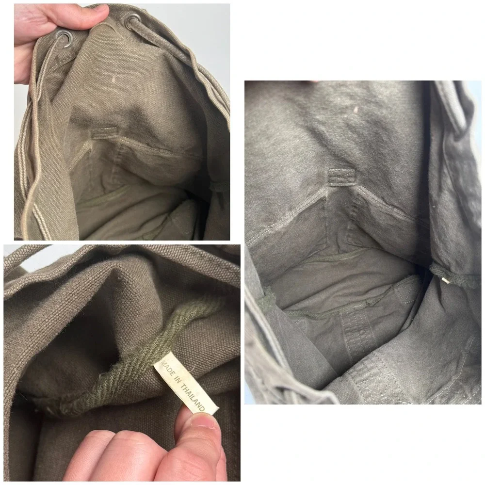 Abercrombie & Fitch Canvas Drawstring Rucksack Military Backpack Vintage Rare